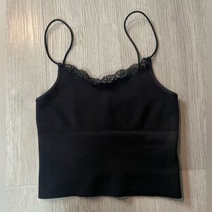 NWOT Tilly’s Full Tilt Black Crop Cami with Lace Detail S/M